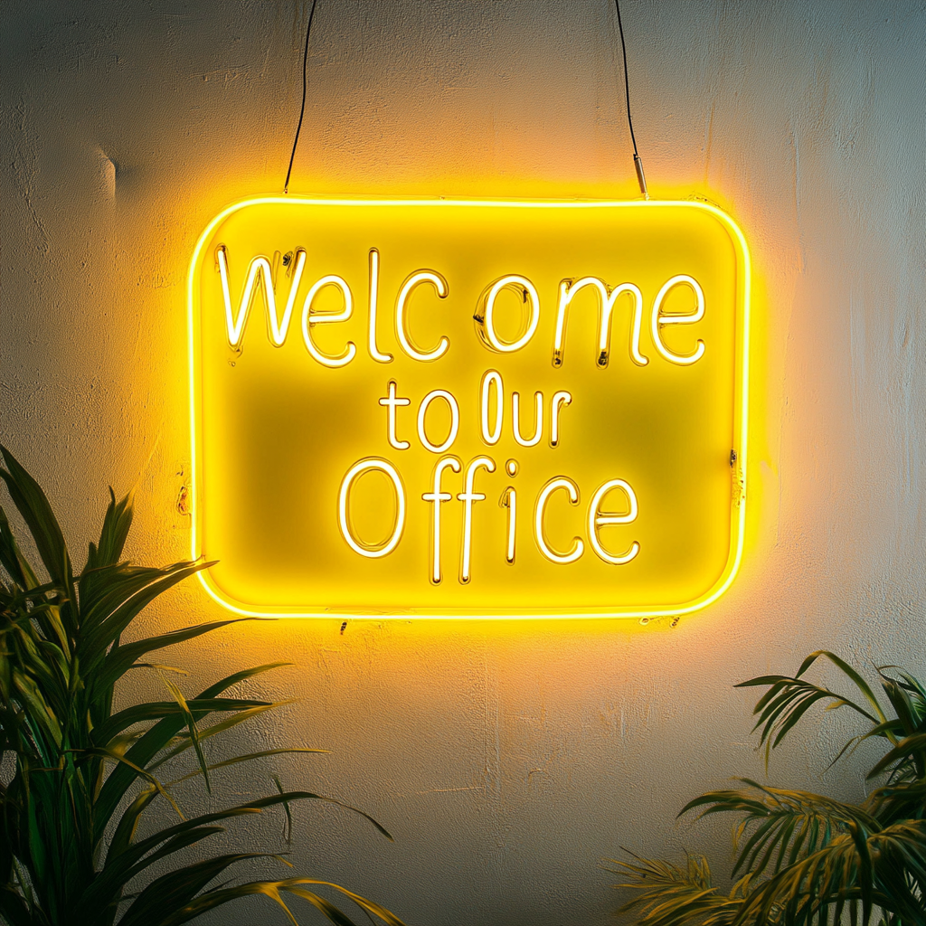 "Welcome to Our Office" - Yellow Neon Sign, 18 Inches