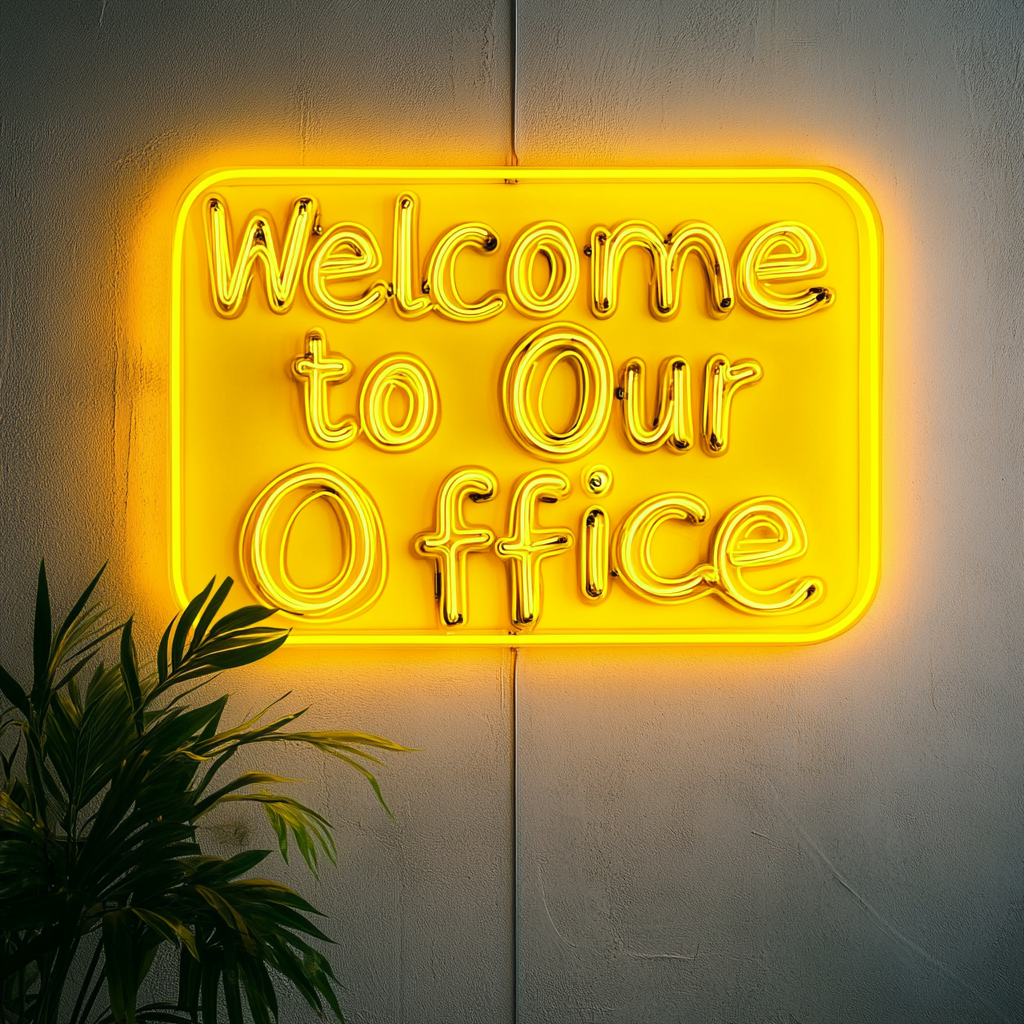"Welcome to Our Office" - Yellow Neon Sign, 18 Inches