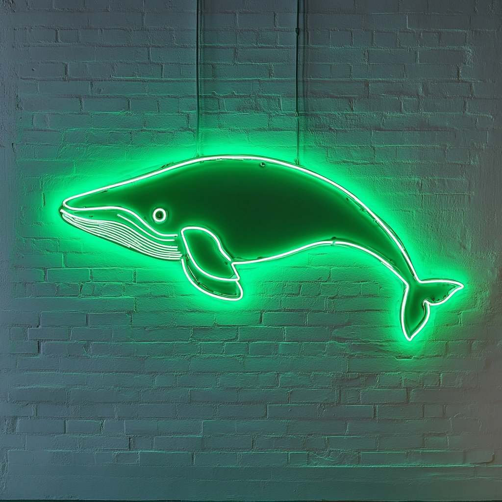 Whale - Green Neon Sign, 18 Inches