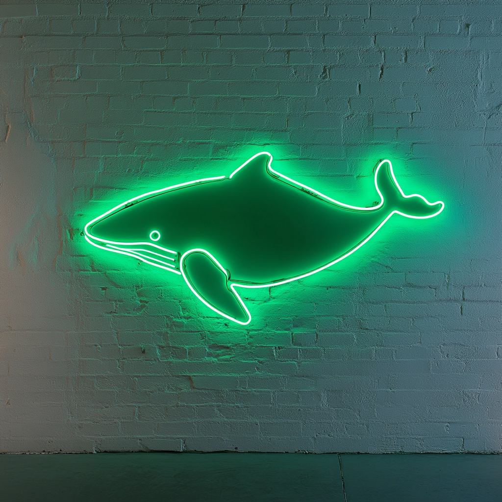 Whale - Green Neon Sign, 24 Inches
