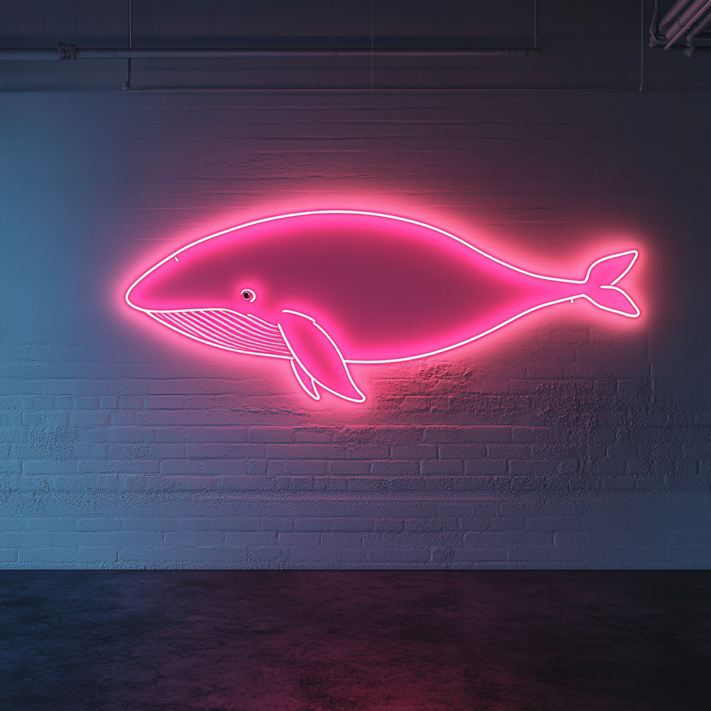 Whale - Pink Neon Sign, 18 Inches