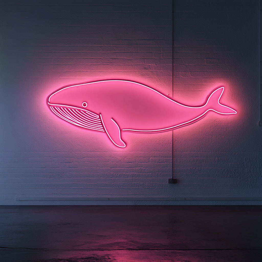 Whale - Pink Neon Sign, 18 Inches