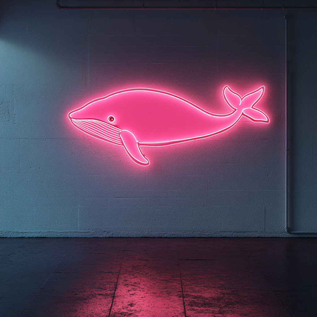 Whale - Pink Neon Sign, 24 Inches