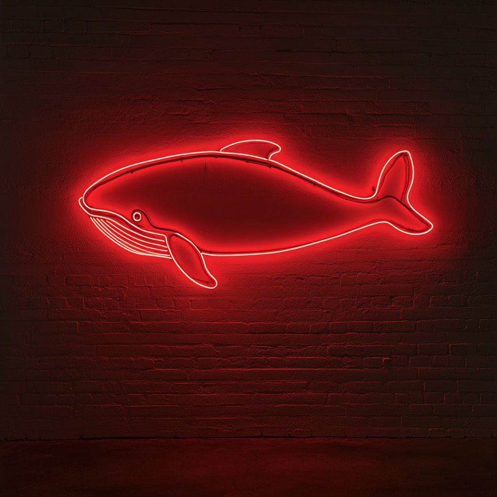 Whale - Red Neon Sign, 18 Inches