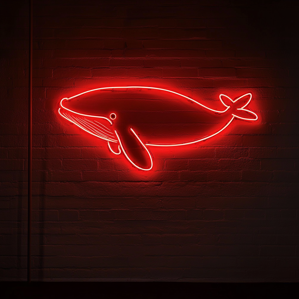 Whale - Red Neon Sign, 24 Inches