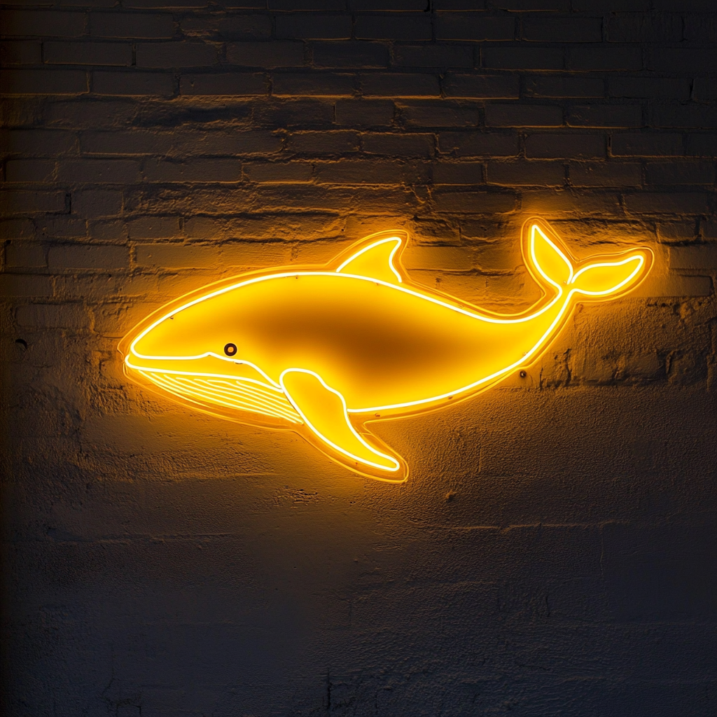 Whale - Yellow Neon Sign, 24 Inches