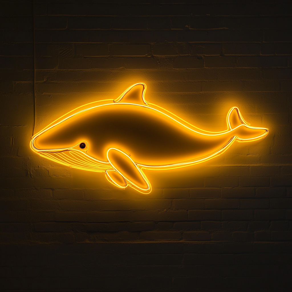Whale - Yellow Neon Sign, 18 Inches