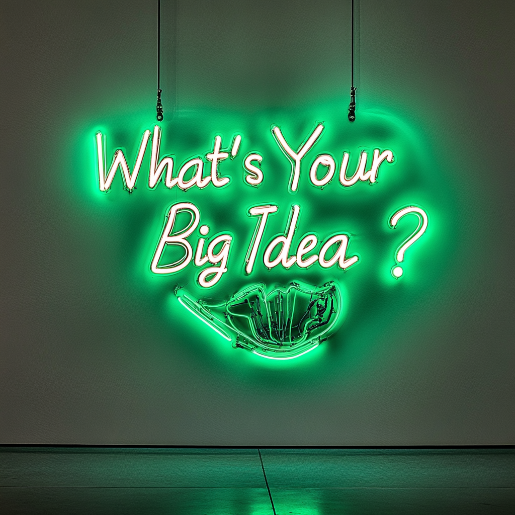 "What’s Your Big Idea?" - Green Neon Sign, 24 Inches