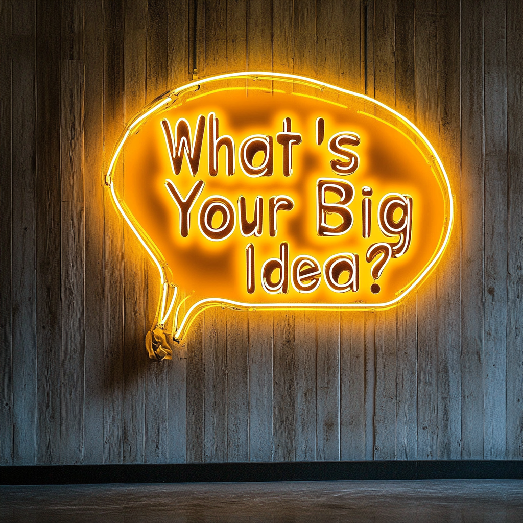 "What’s Your Big Idea?" - Yellow Neon Sign, 24 Inches