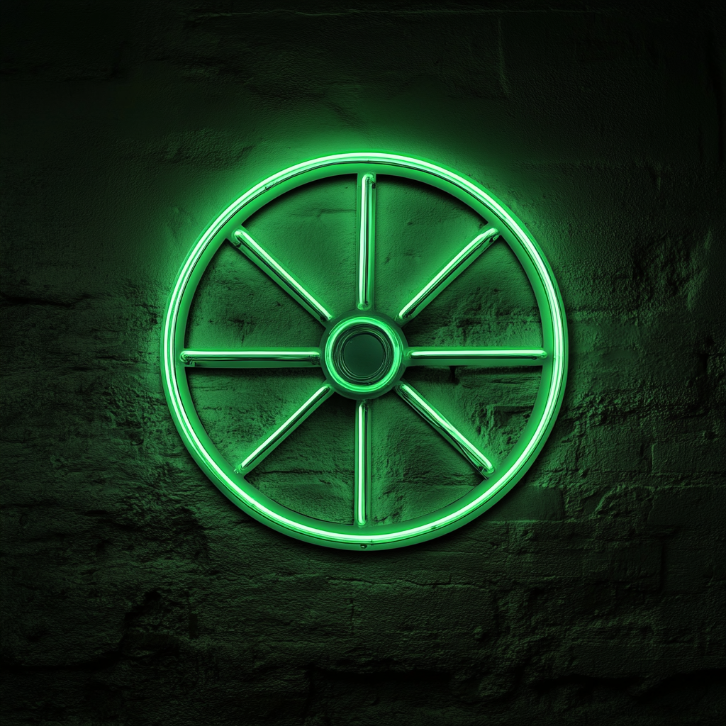 Wheel - Green Neon Sign, 24 Inches
