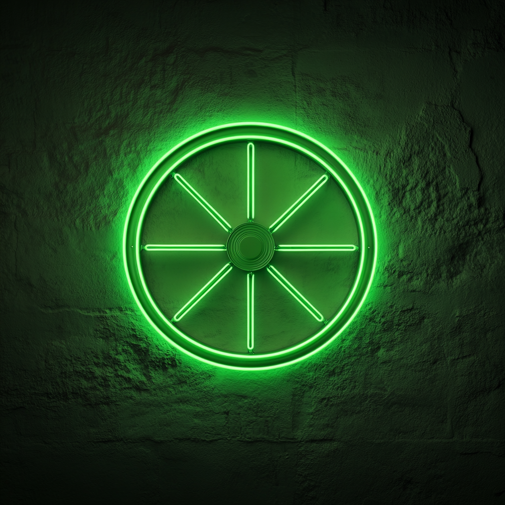 Wheel - Green Neon Sign, 24 Inches