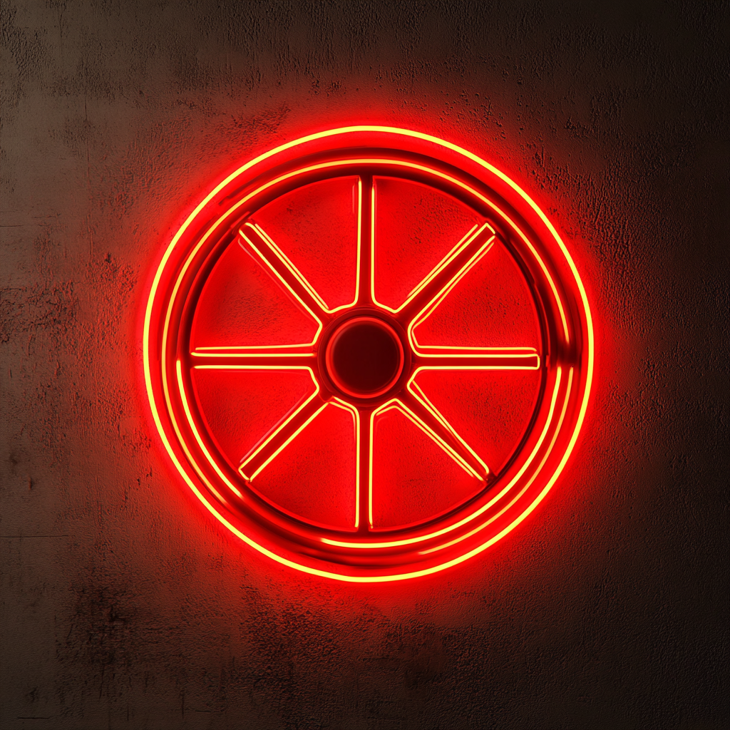 Wheel - Red Neon Sign, 24 Inches