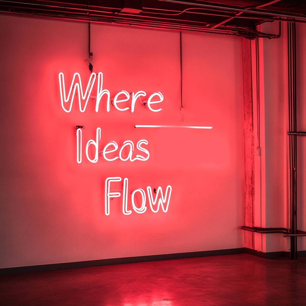 "Where Ideas Flow" - Red Neon Sign, 24 Inches
