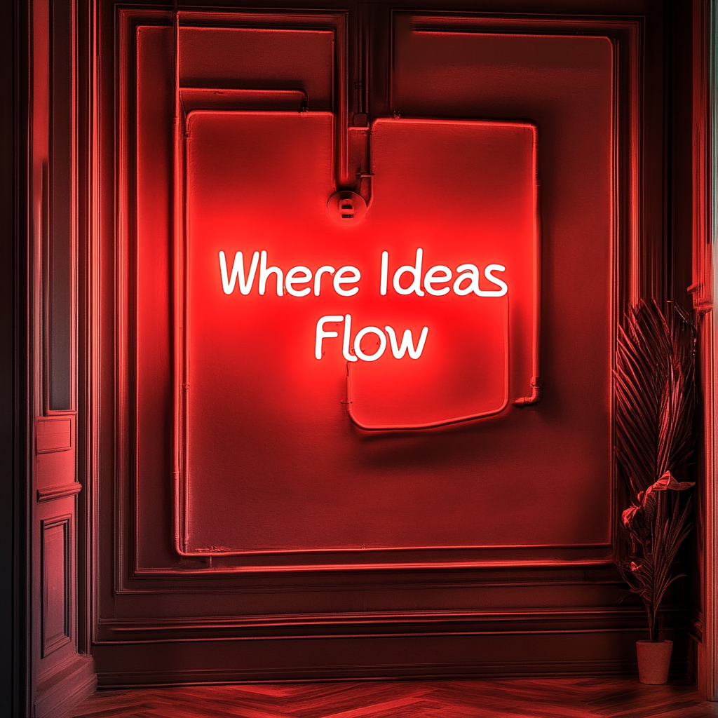 "Where Ideas Flow" - Red Neon Sign, 24 Inches