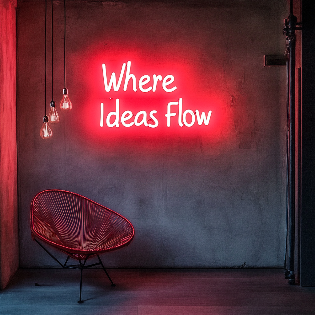 "Where Ideas Flow" - Red Neon Sign, 18 Inches
