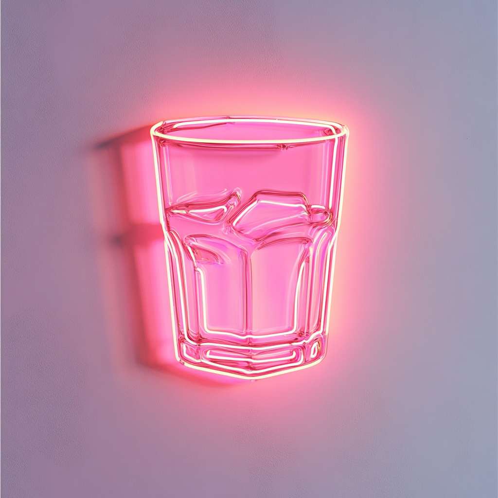 Whiskey Glass - Pink Neon Sign, 24 Inches