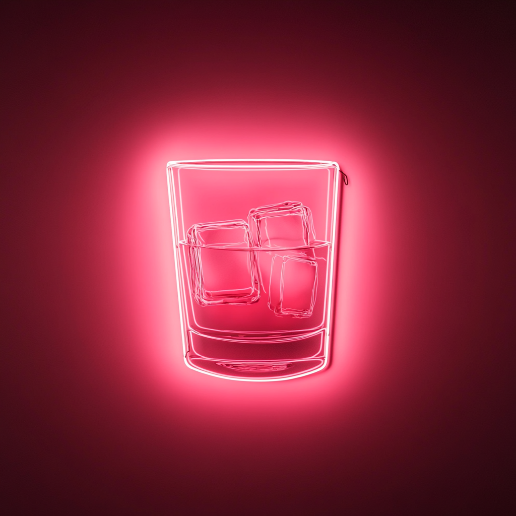 Whiskey Glass - Pink Neon Sign, 18 Inches