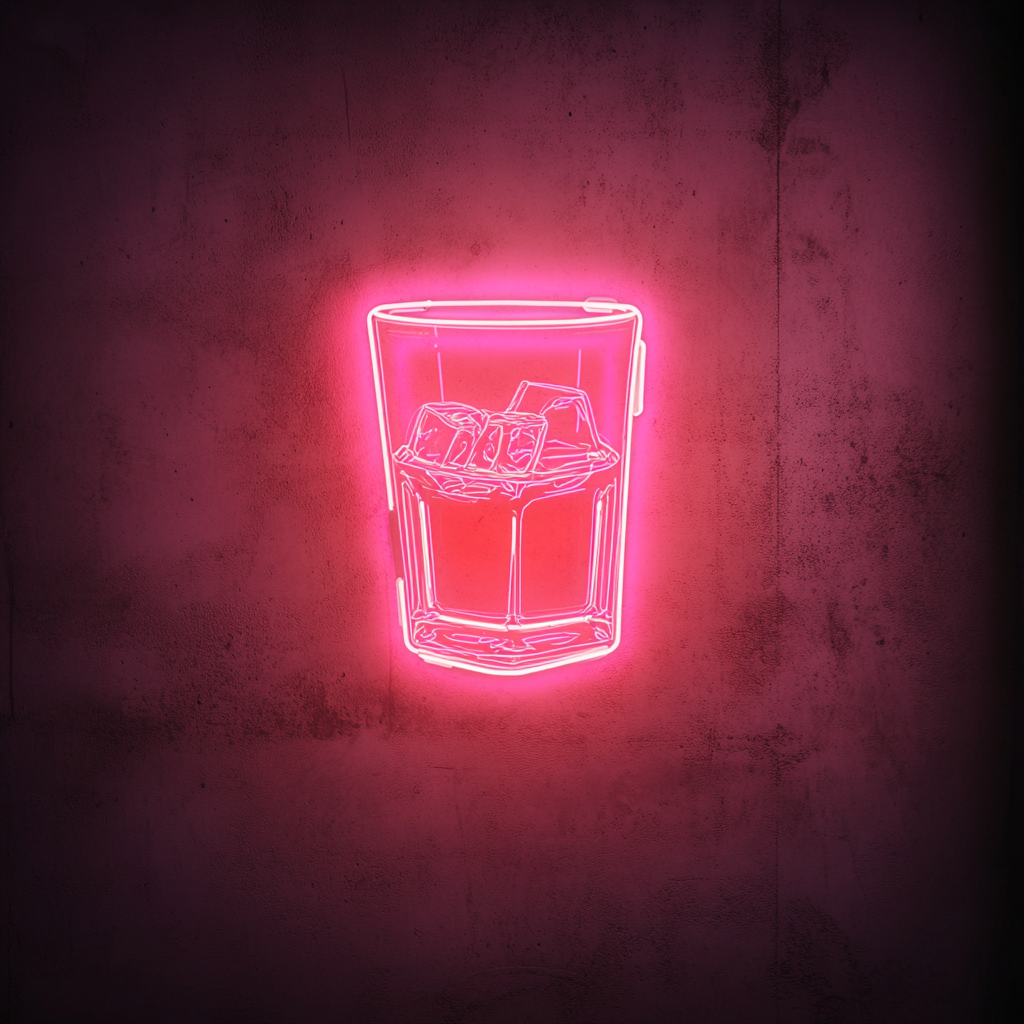 Whiskey Glass - Pink Neon Sign, 18 Inches