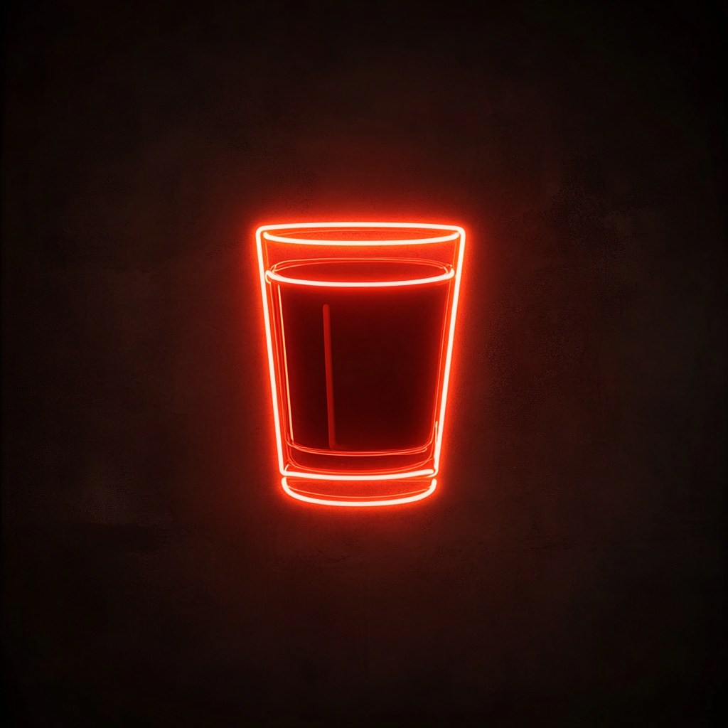 Whiskey Glass - Red Neon Sign, 24 Inches