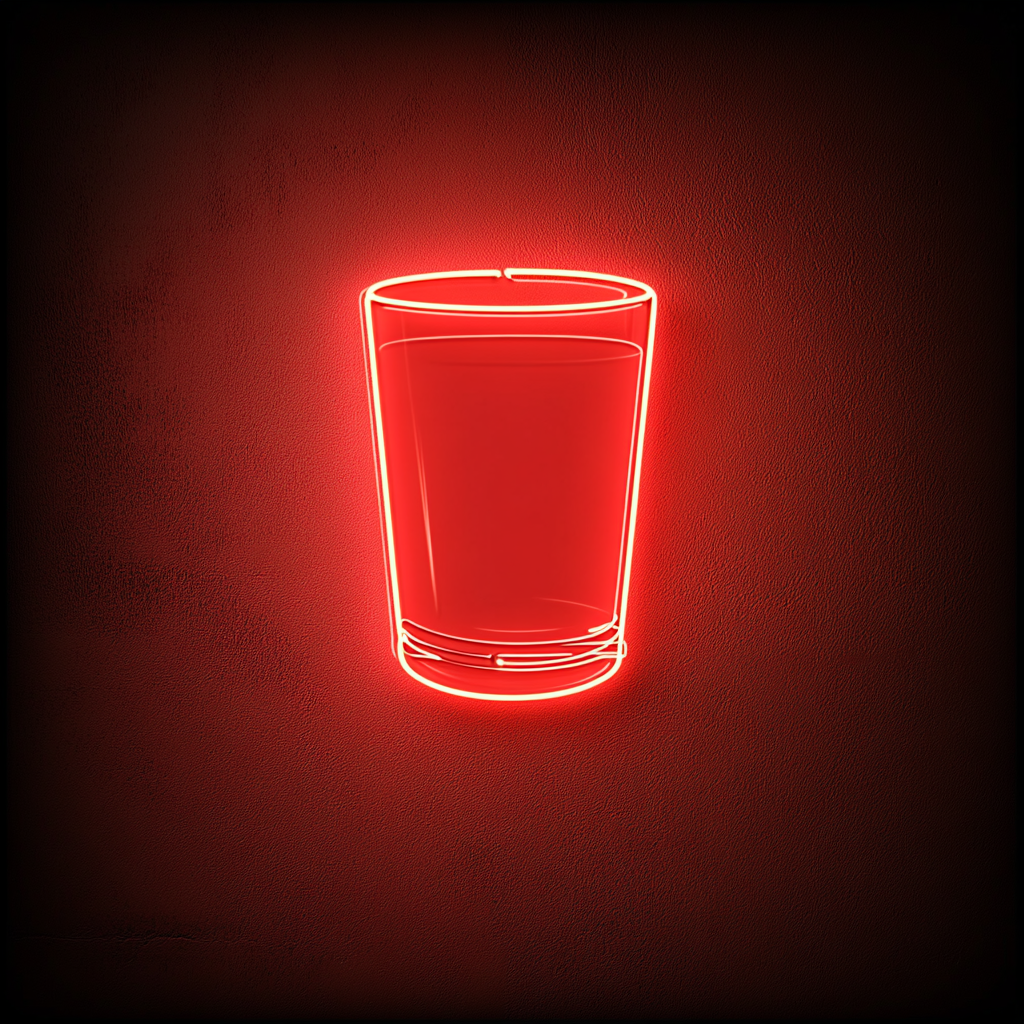 Whiskey Glass - Red Neon Sign, 24 Inches