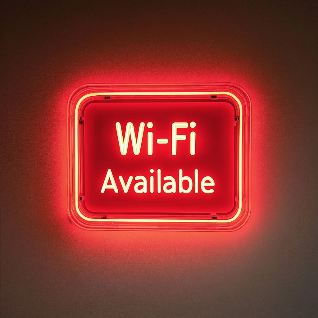 "Wi-Fi Available" - Red Neon Sign, 24 Inches