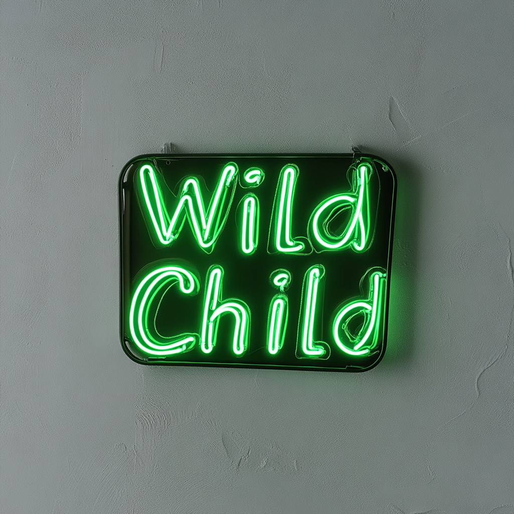Wild Child - Green Neon Sign, 18 Inches