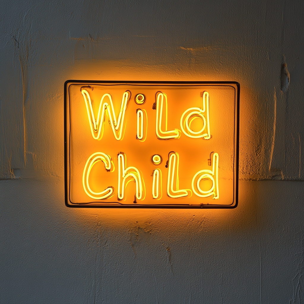 Wild Child - Yellow Neon Sign, 18 Inches