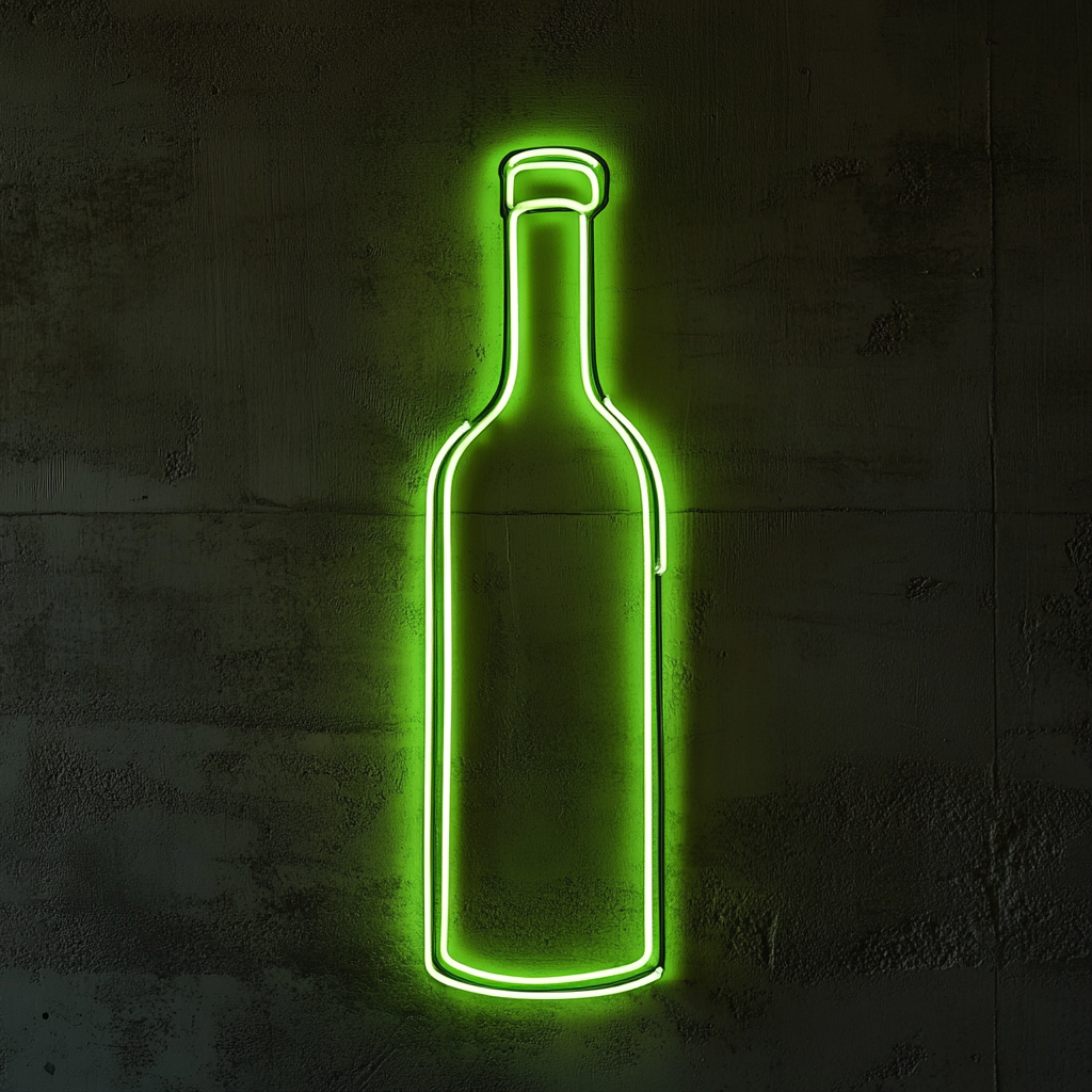 Wine Bottle - Green Neon Sign, 18 Inches