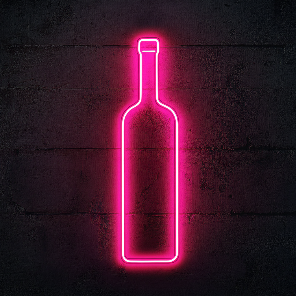 Wine Bottle - Pink Neon Sign, 24 Inches