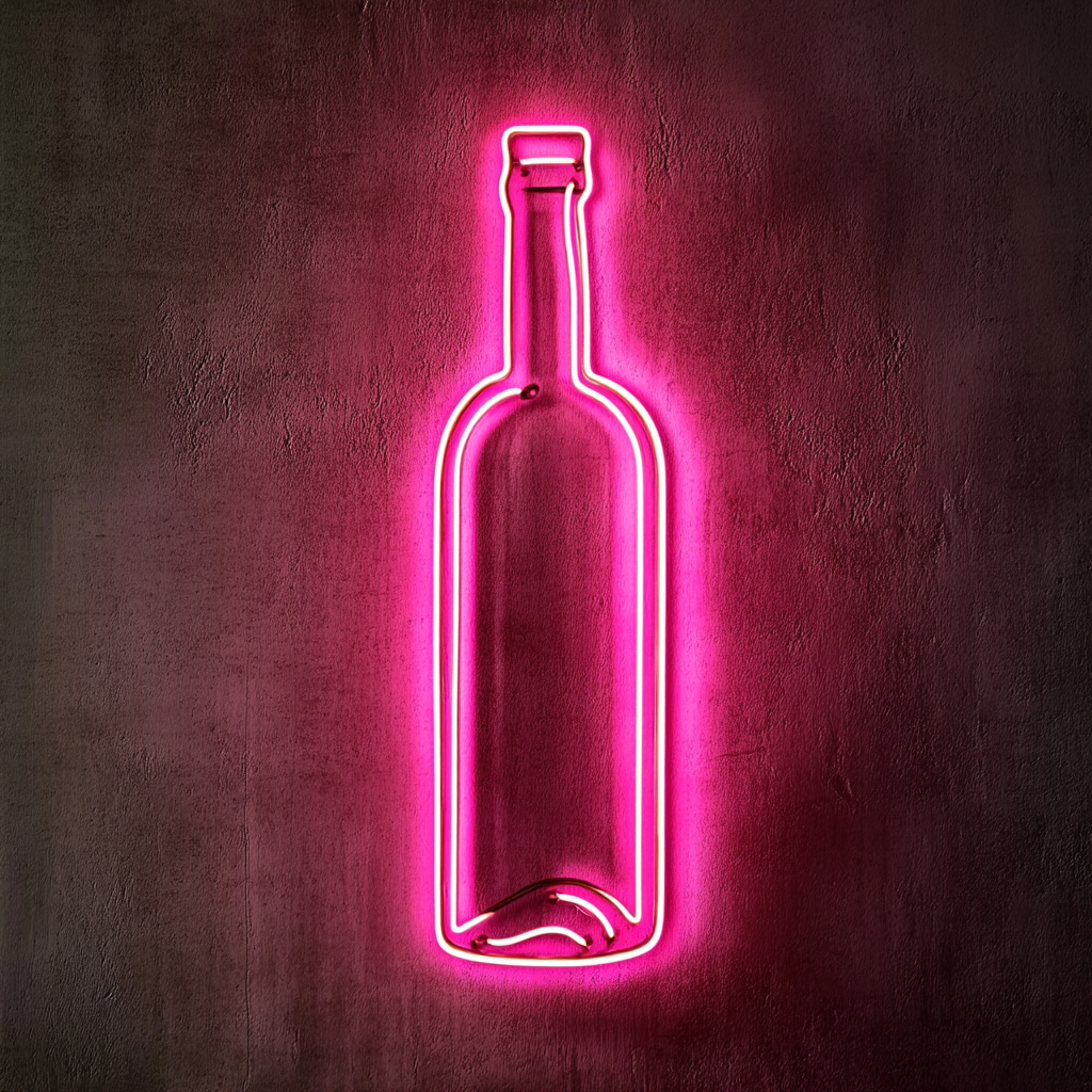 Wine Bottle - Pink Neon Sign, 24 Inches