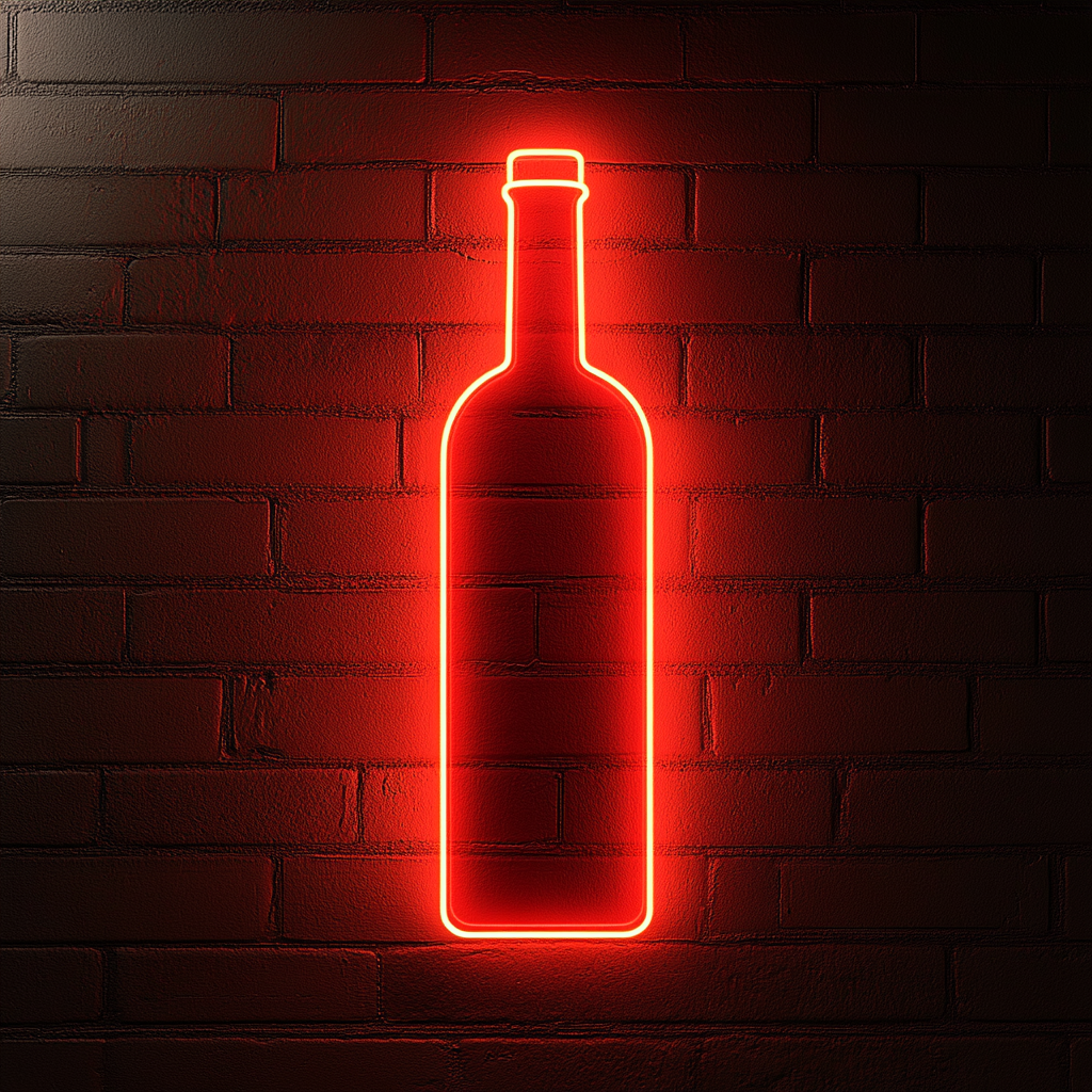 Wine Bottle - Red Neon Sign, 18 Inches