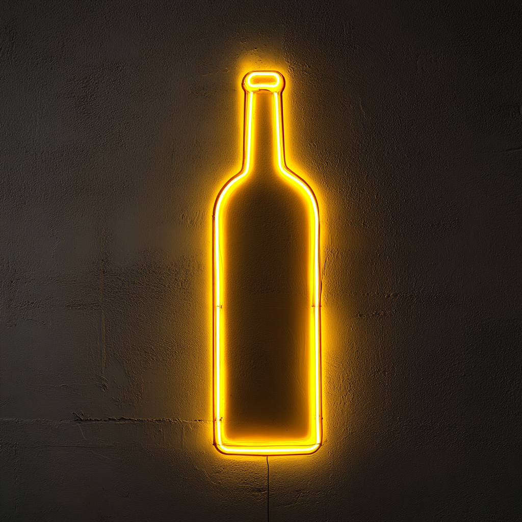 Wine Bottle - Yellow Neon Sign, 18 Inches