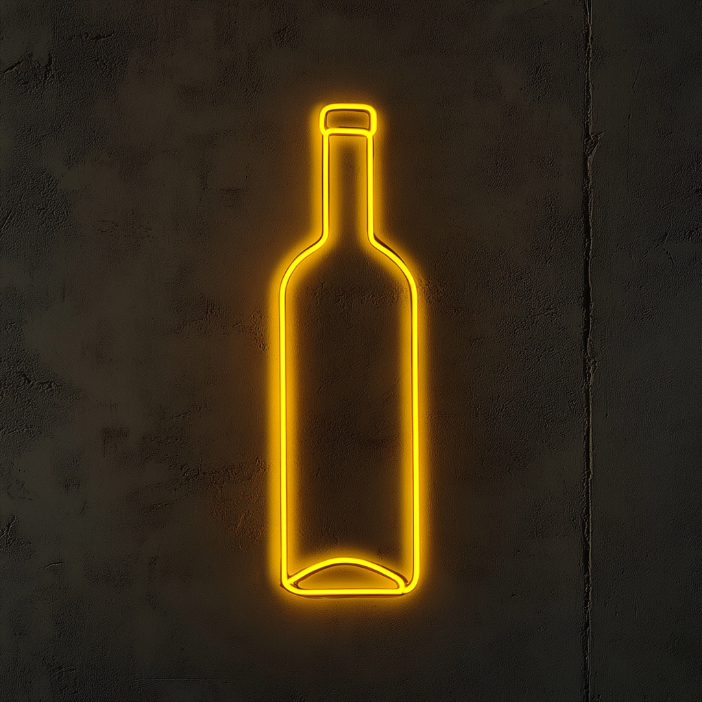 Wine Bottle - Yellow Neon Sign, 18 Inches