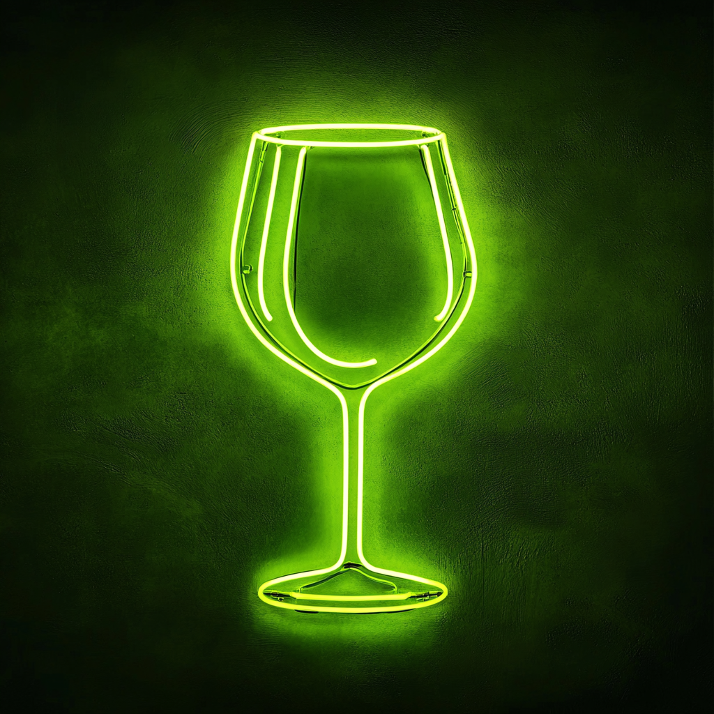 Wineglass - Green Neon Sign, 18 Inches