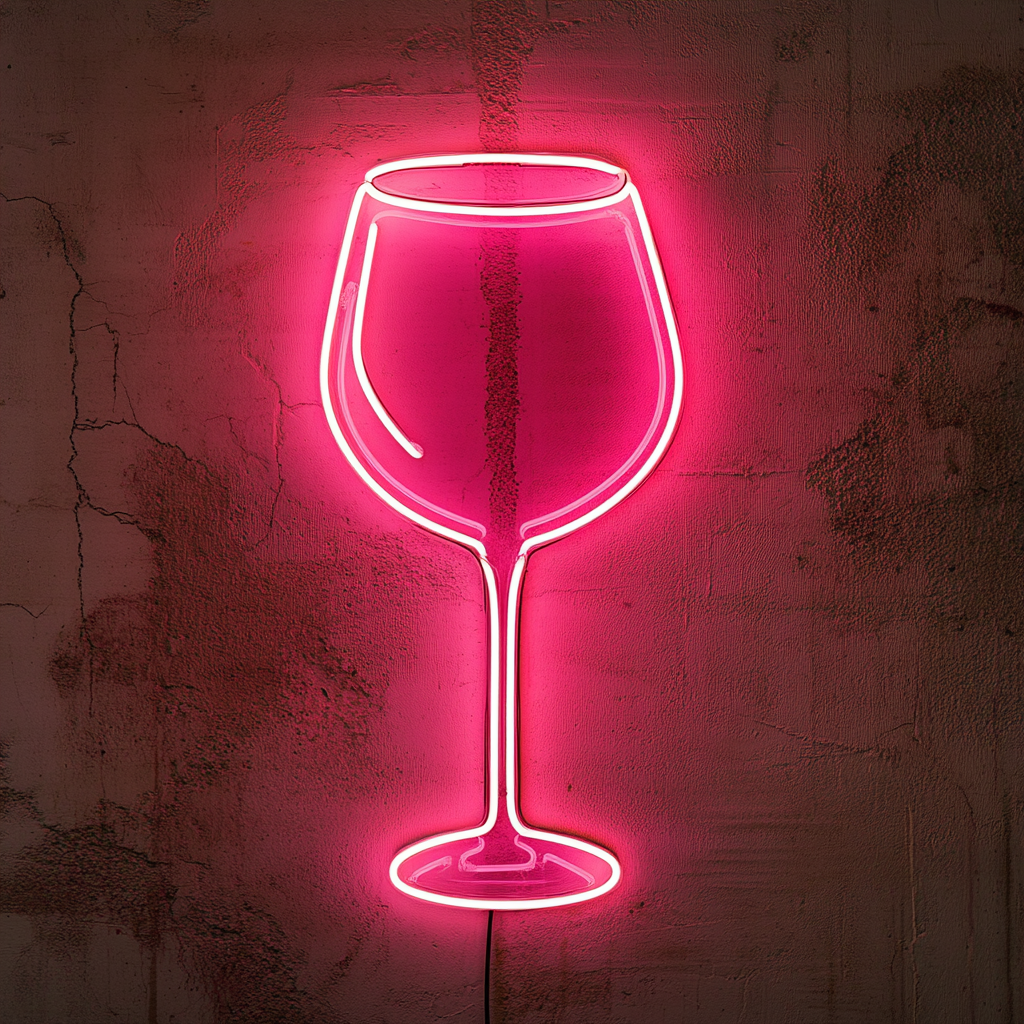 Wineglass - Pink Neon Sign, 18 Inches