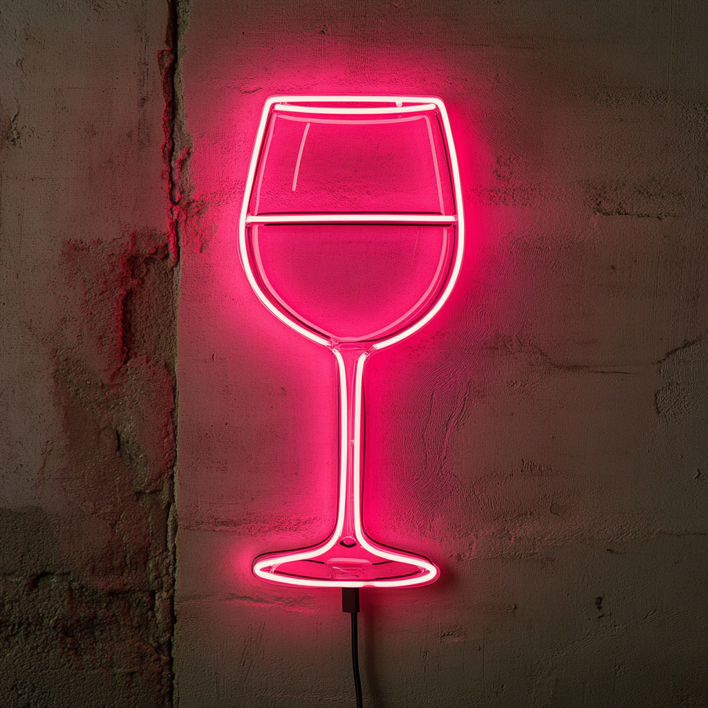 Wineglass - Pink Neon Sign, 18 Inches