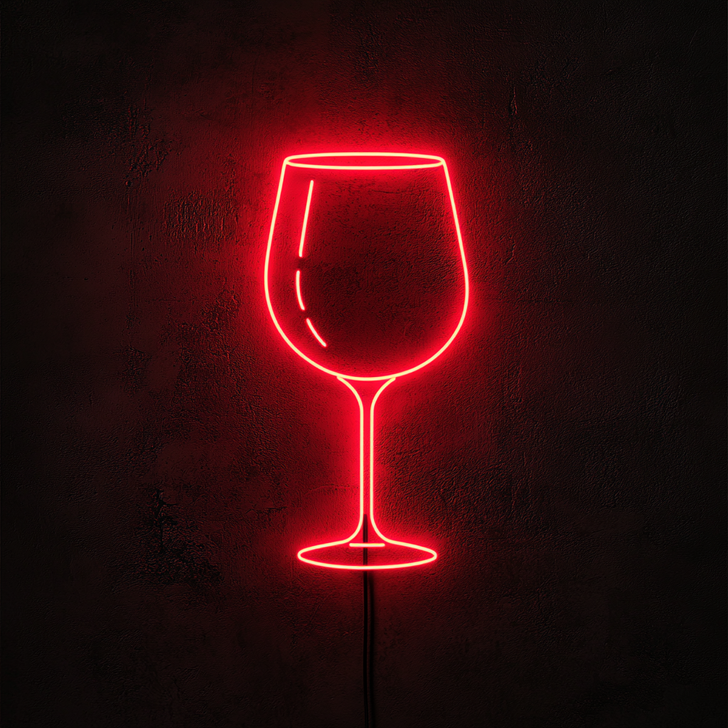 Wineglass - Red Neon Sign, 24 Inches