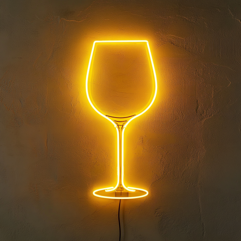 Wineglass - Yellow Neon Sign, 24 Inches