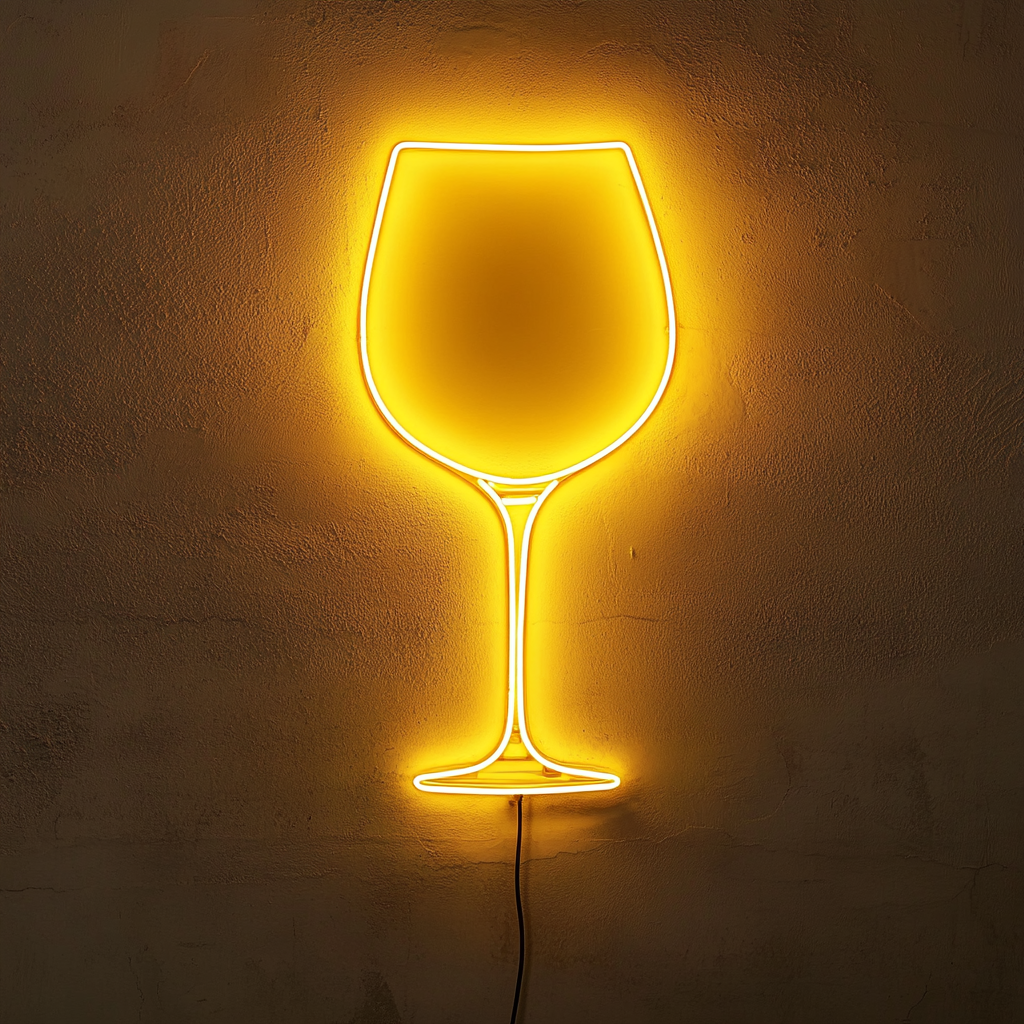 Wineglass - Yellow Neon Sign, 18 Inches