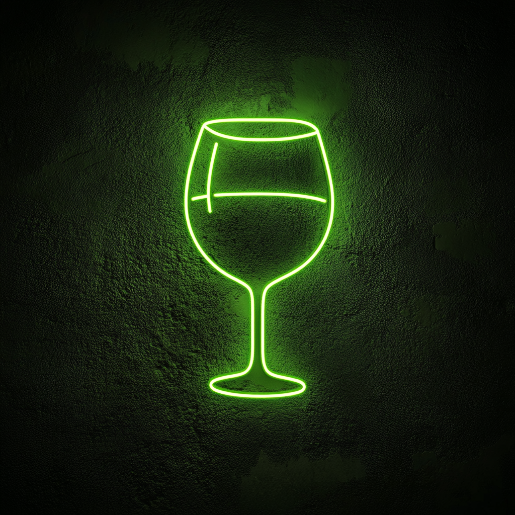 Wine Glass Cheers - Green Neon Sign, 24 Inches