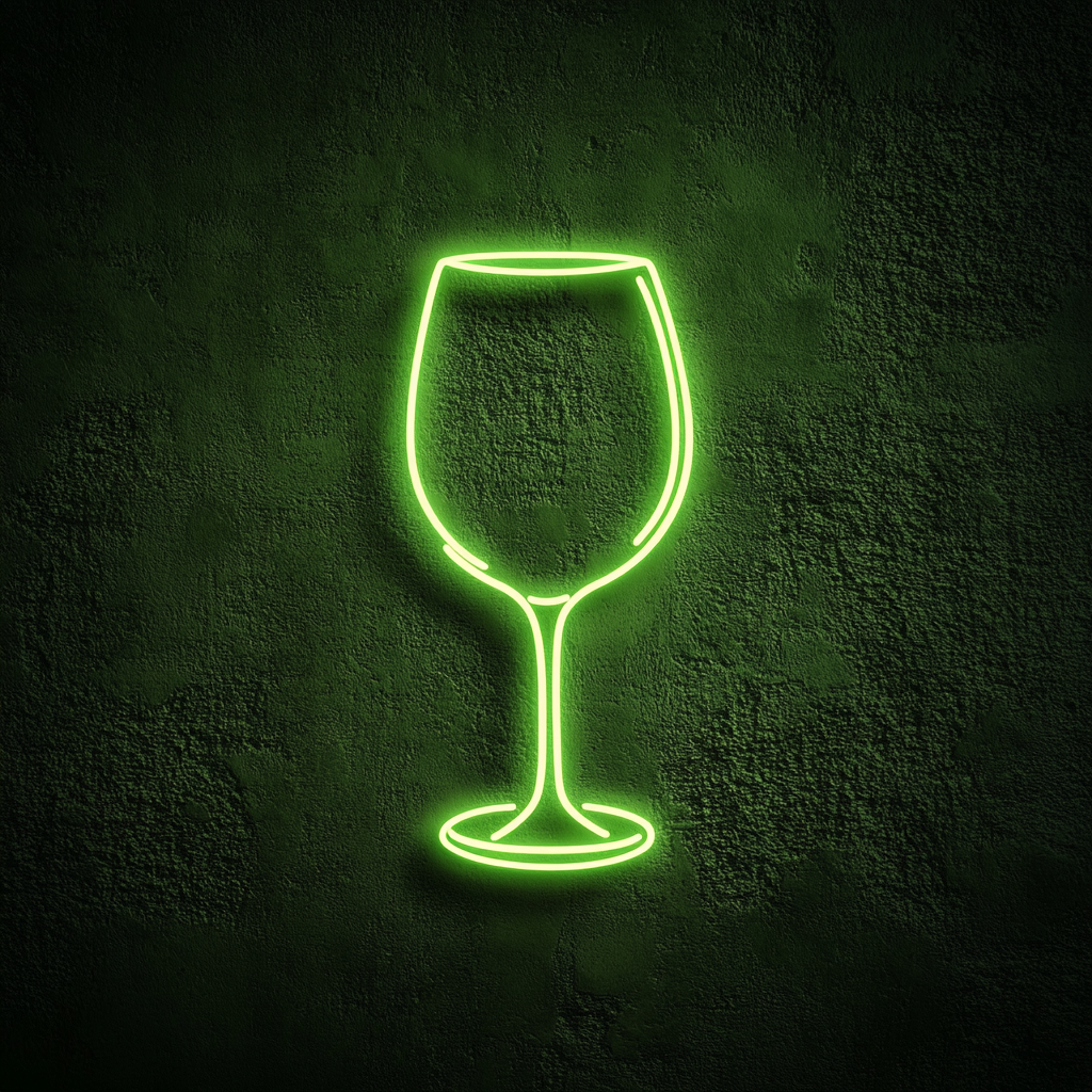 Wine Glass Cheers - Green Neon Sign, 24 Inches