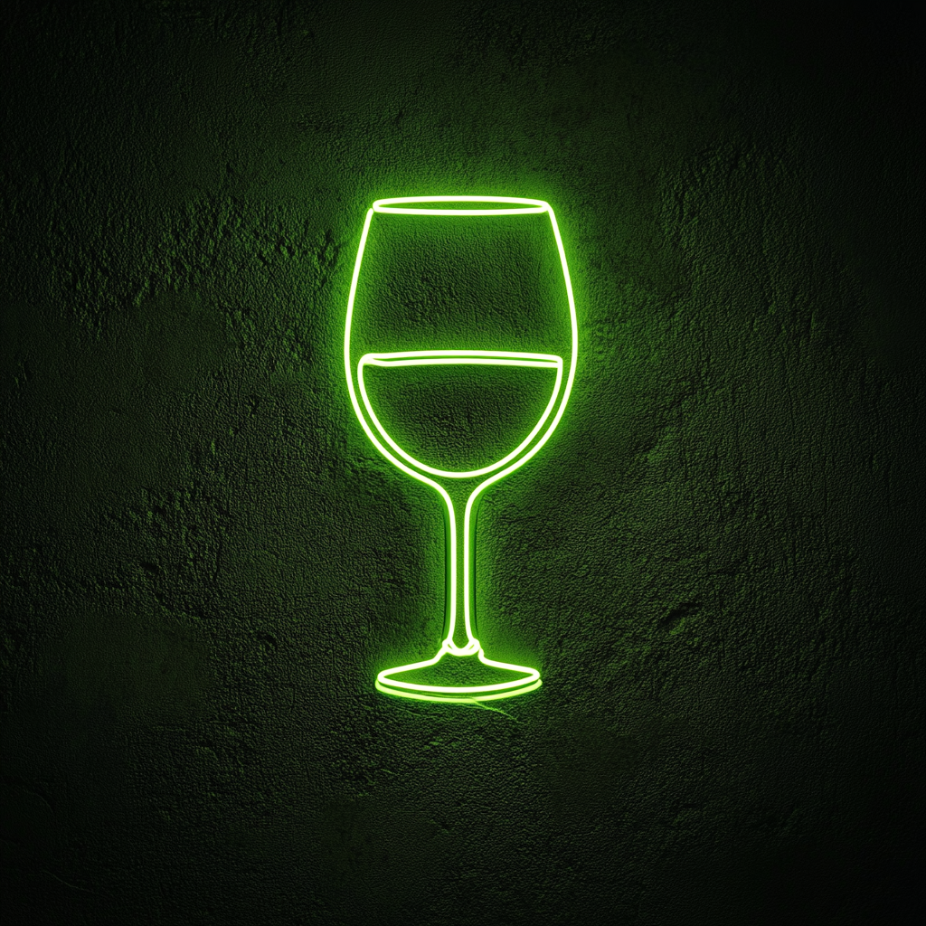 Wine Glass Cheers - Green Neon Sign, 18 Inches