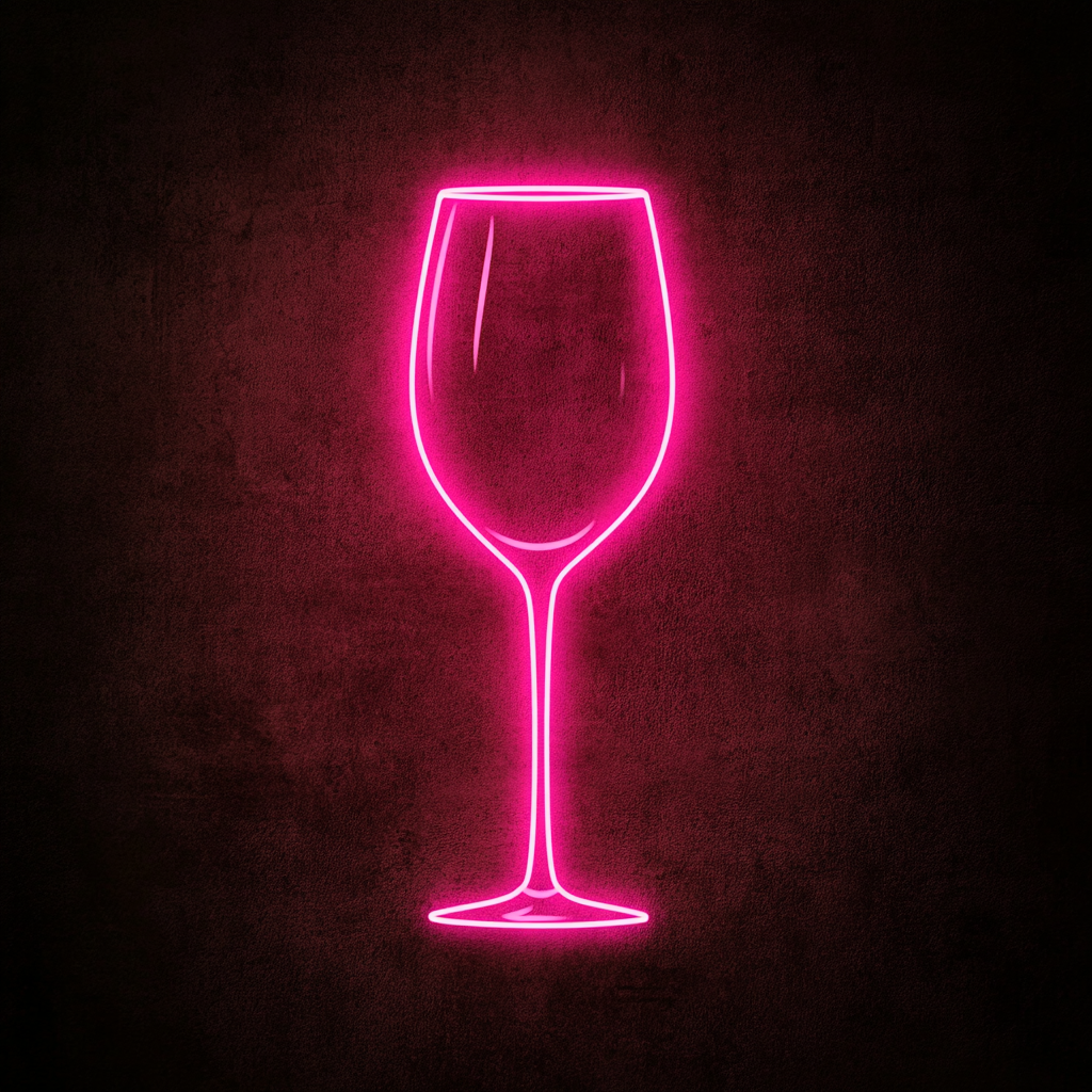 Wine Glass Cheers - Pink Neon Sign, 18 Inches