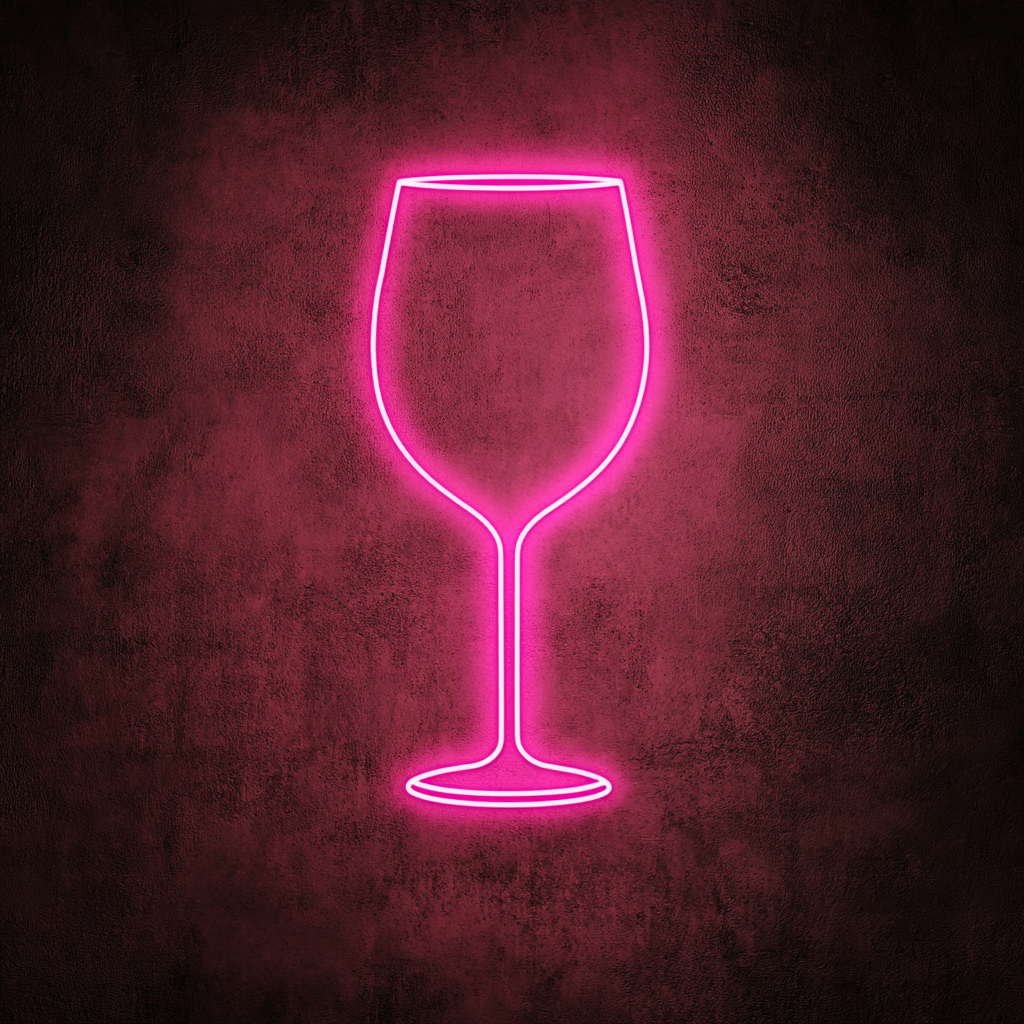 Wine Glass Cheers - Pink Neon Sign, 18 Inches