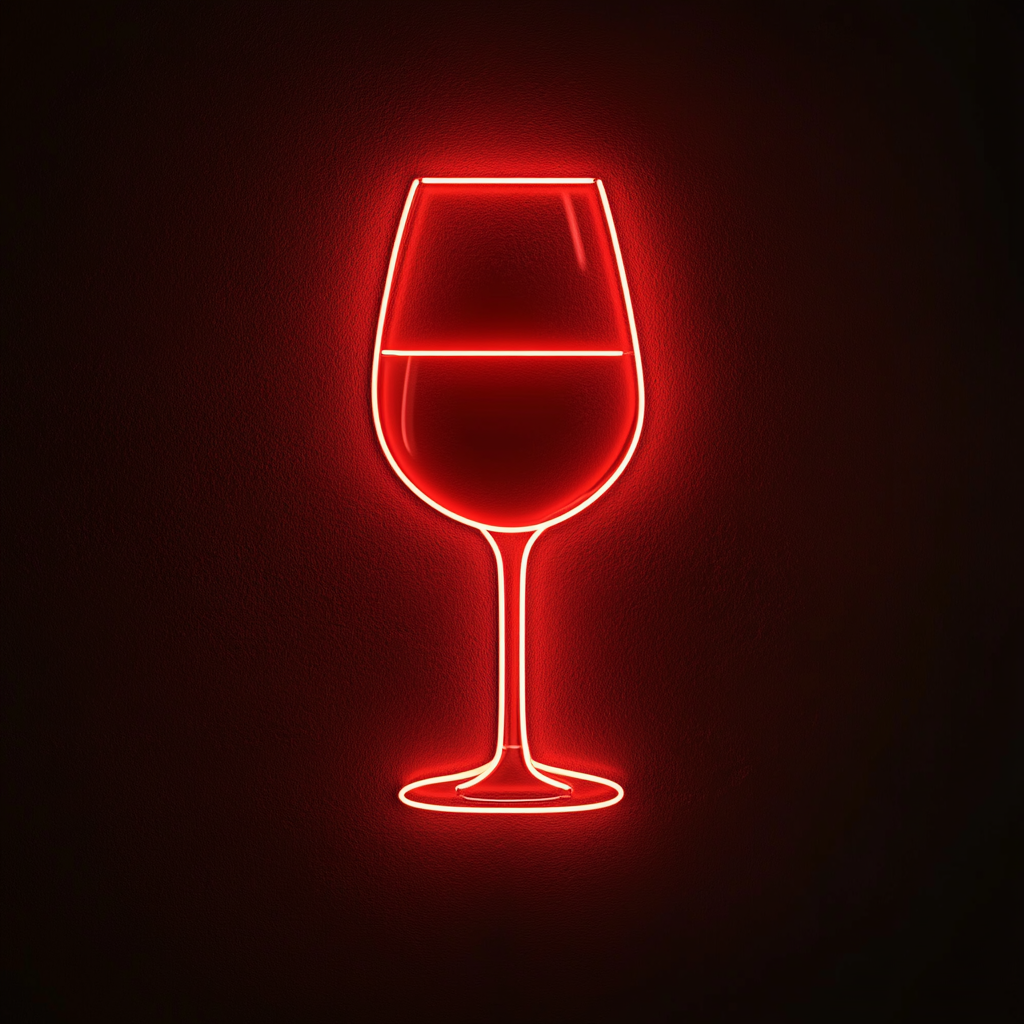 Wine Glass Cheers - Red Neon Sign, 18 Inches