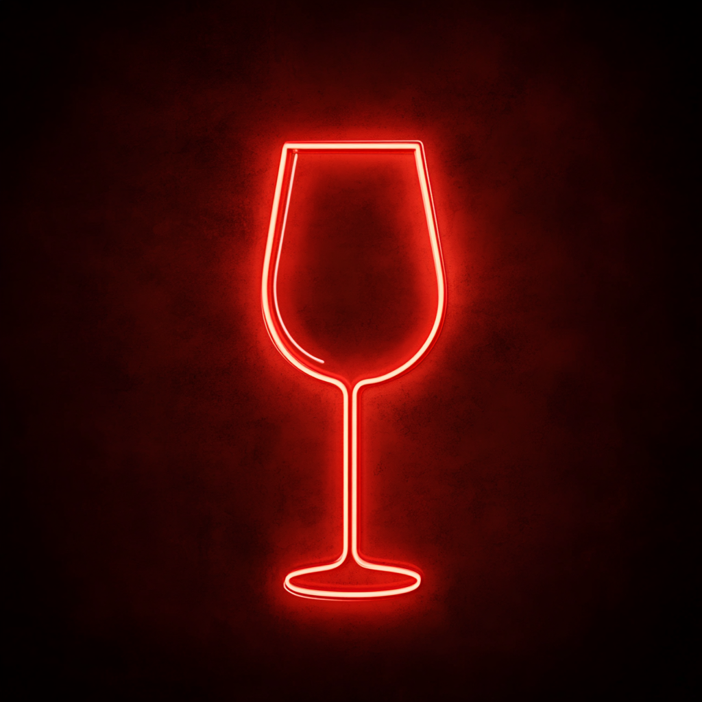 Wine Glass Cheers - Red Neon Sign, 24 Inches