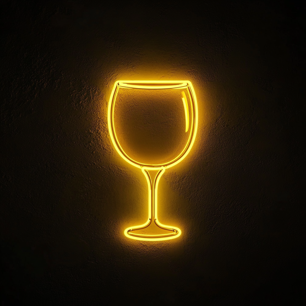 Wine Glass Cheers - Yellow Neon Sign, 24 Inches