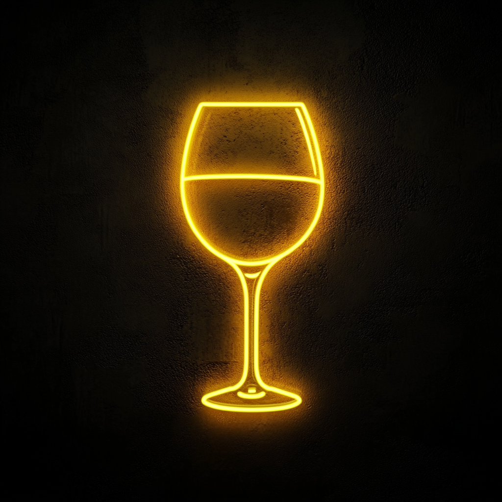 Wine Glass Cheers - Yellow Neon Sign, 24 Inches