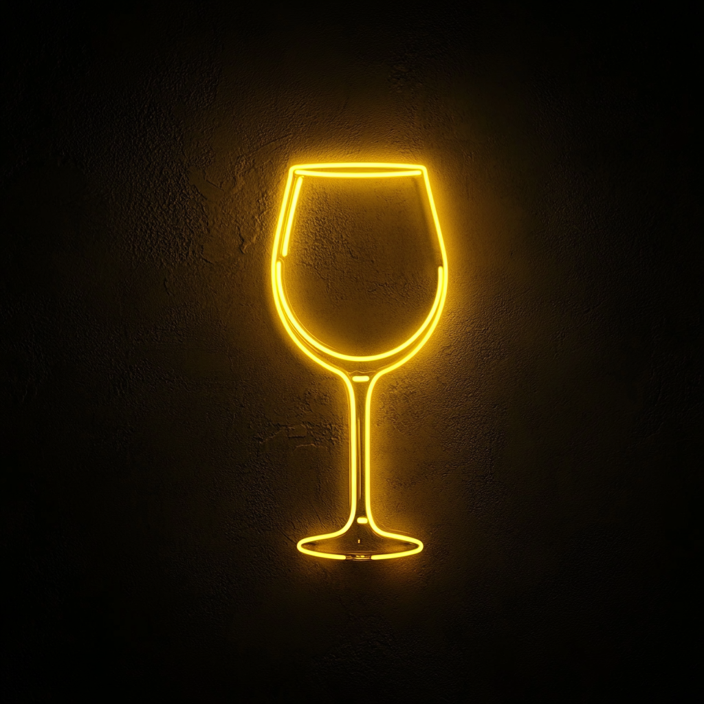 Wine Glass Cheers - Yellow Neon Sign, 24 Inches