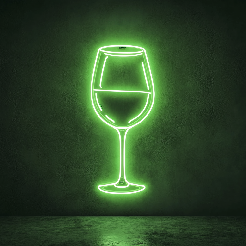Wine Glass Clinking - Green Neon Sign, 24 Inches